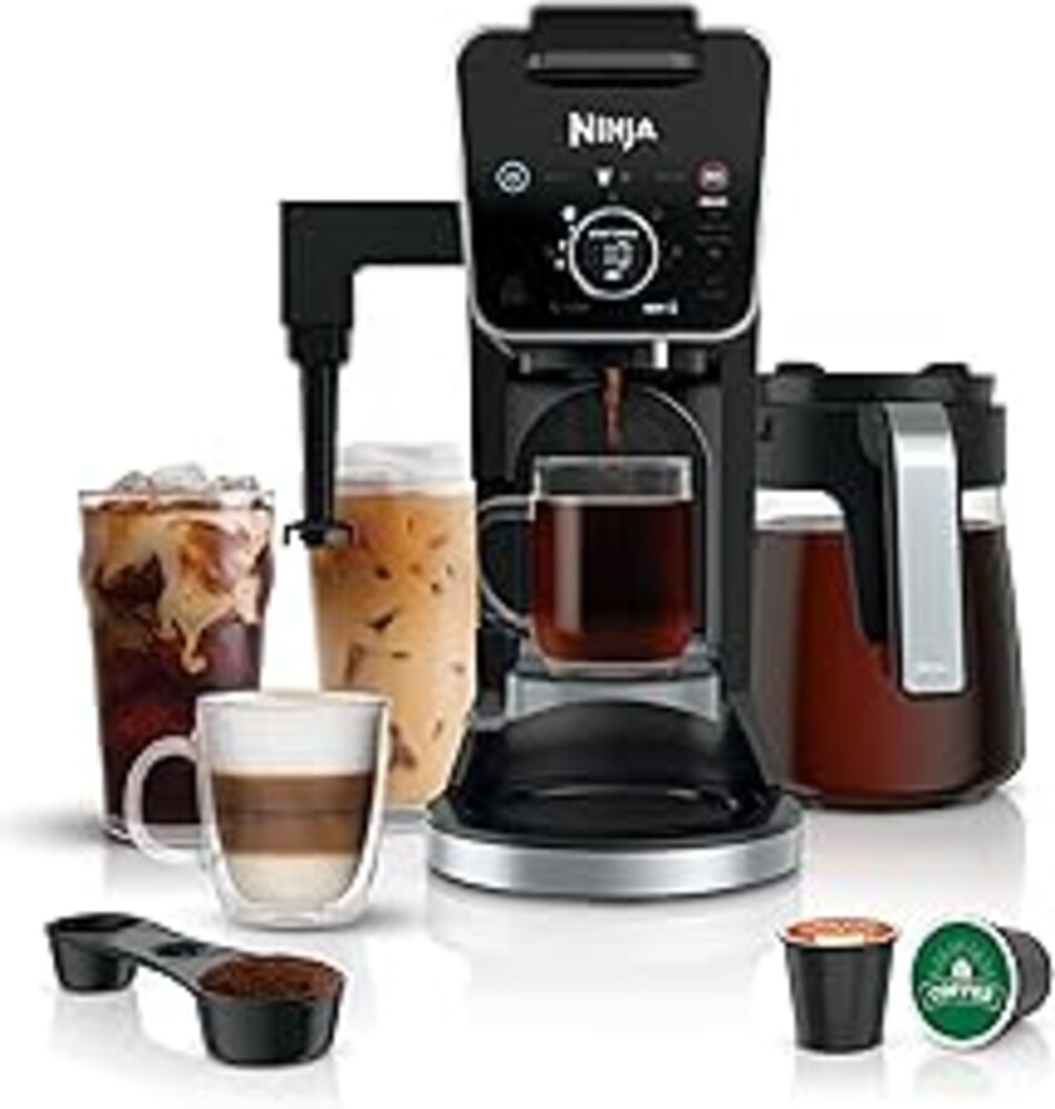 Ninja Specialty Drip Coffee Maker | DualBrew™ Pro Specialty Coffee Machine w/ Frother, Paper Filter | Brew with Pods & Grounds, K Cups Compatible | 4 Brew Styles, 13 Cup to Pot Sizes | Black, CFP301
