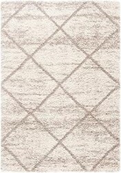 SAFAVIEH Hudson Shag Collection Area Rug - 6' x 9', Multi Ivory & Beige, Modern Trellis Design, Non-Shedding & Easy Care, 2-inch Thick Ideal for High Traffic Areas in Living Room, Bedroom (SGH281H)