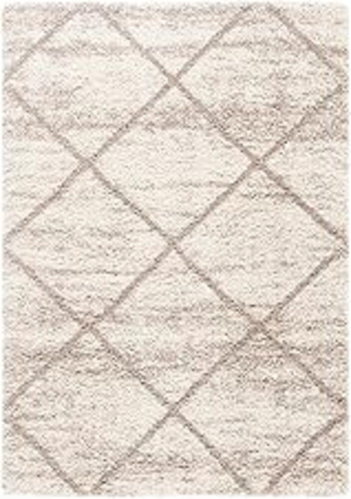 SAFAVIEH Hudson Shag Collection Area Rug - 6' x 9', Multi Ivory & Beige, Modern Trellis Design, Non-Shedding & Easy Care, 2-inch Thick Ideal for High Traffic Areas in Living Room, Bedroom (SGH281H)