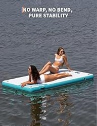 Garvee Inflatable Floating Dock Air Dock Platform Floating Island Raft with Rope Ladder Non-Slip Surface Swimming Water Platform for Pool Beach Ocean (Yellow, 8 x 6 ft)