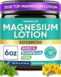 Venture Pal Magnesium Lotion with Arnica, MSM & Boswellia – Cooling Magnesium Cream – Lightweight Moisturizing Lotion for Legs & Feet – Safe for Kids – 6 fl oz