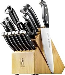 HENCKELS Statement Premium Quality 15-Piece Knife Block Set, Natural, Razor-Sharp, German Engineered Informed by 100+ Years of Mastery, Lightweight and Strong, Dishwasher Safe