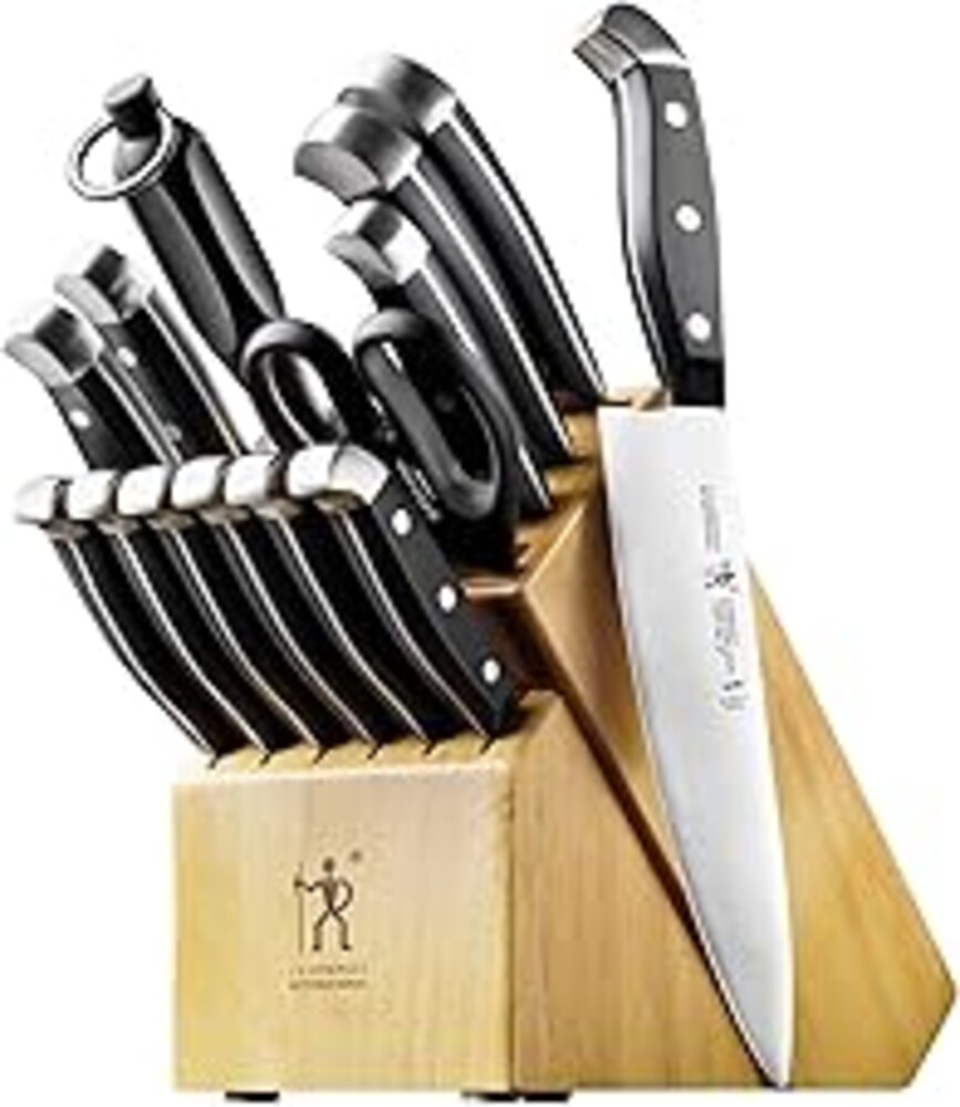 HENCKELS Statement Premium Quality 15-Piece Knife Block Set, Natural, Razor-Sharp, German Engineered Informed by 100+ Years of Mastery, Lightweight and Strong, Dishwasher Safe