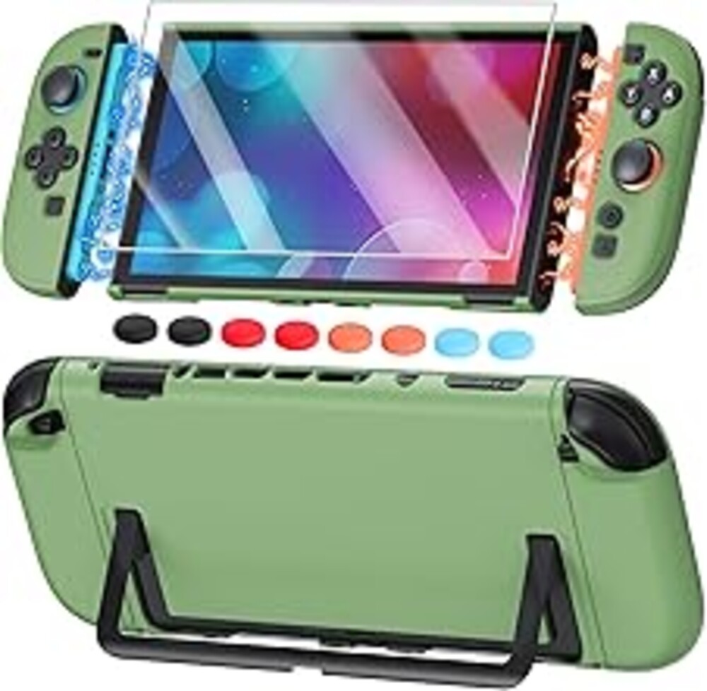 FYOUNG Switch 2 Cute Cover Case, Dockable Protective Shell for Nintendo 2 | Dockable Case, Split Design, Slim Shockproof Case with Glass Screen Protector Accessories, 8 Thump Grip