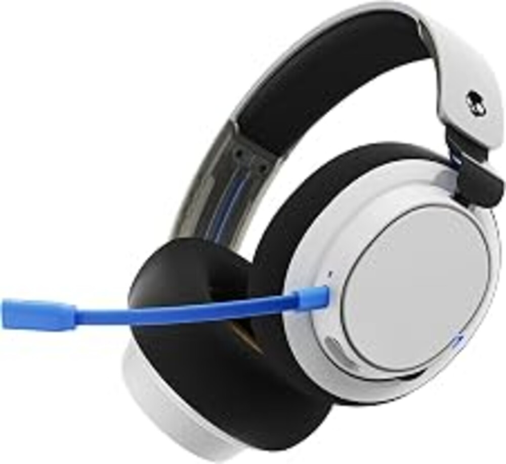 Skullcandy SLYR Pro Wireless Multi-Platform Gaming Headset, Bluetooth Headphones, Up to 24 Hrs Battery, PC, PlayStation, Nintendo Switch, 2.4GHz Low Latency Wireless Transmitter Included - White/Blue