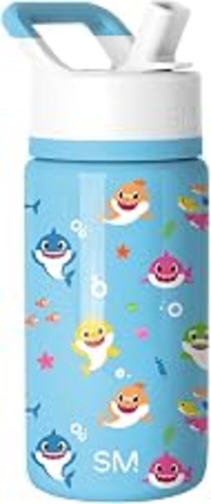 Simple Modern Baby Shark Kids Water Bottle with Straw Lid | 14oz Insulated Stainless Steel Kids Tumbler & Spill Proof Toddler Cup for School, Girls, Boys | Summit | Baby Shark Friends