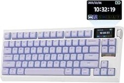 EPOMAKER G84 PRO Wireless Gaming Keyboard with Screen&Knob, 75% Creamy Mechanical Keyboard, 8000mAh, Hot Swappable, Silicone Keycaps, BT5.0/2.4G/USB-C Mode, NKRO, RGB (Purple, Creamy Jade Switch)