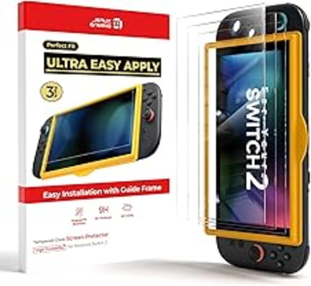 JSAUX 3-Pack Tempered Glass Screen Protector for Nintendo Switch 2 (2025), Easy to Install with Guiding Frame Ultra HD Glass Protector 9H Hardness Scratch Resistant Accessories for Switch2