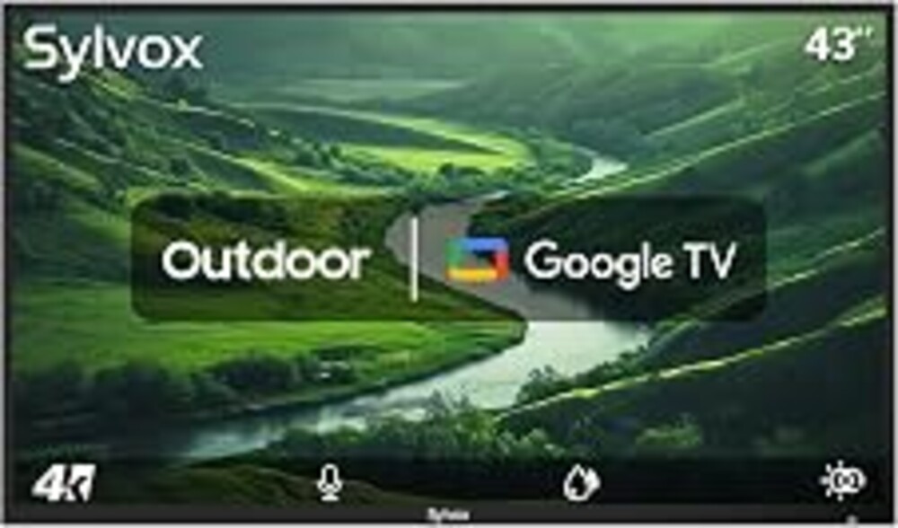 SYLVOX 43 Inch Outdoor Smart Television Weatherproof Google TV, 4K 700NIT High Brightness Temperature Resistant IP56 Waterproof TVs, Anti-Scratch, Suitable for Partial Sun (Patio Series)