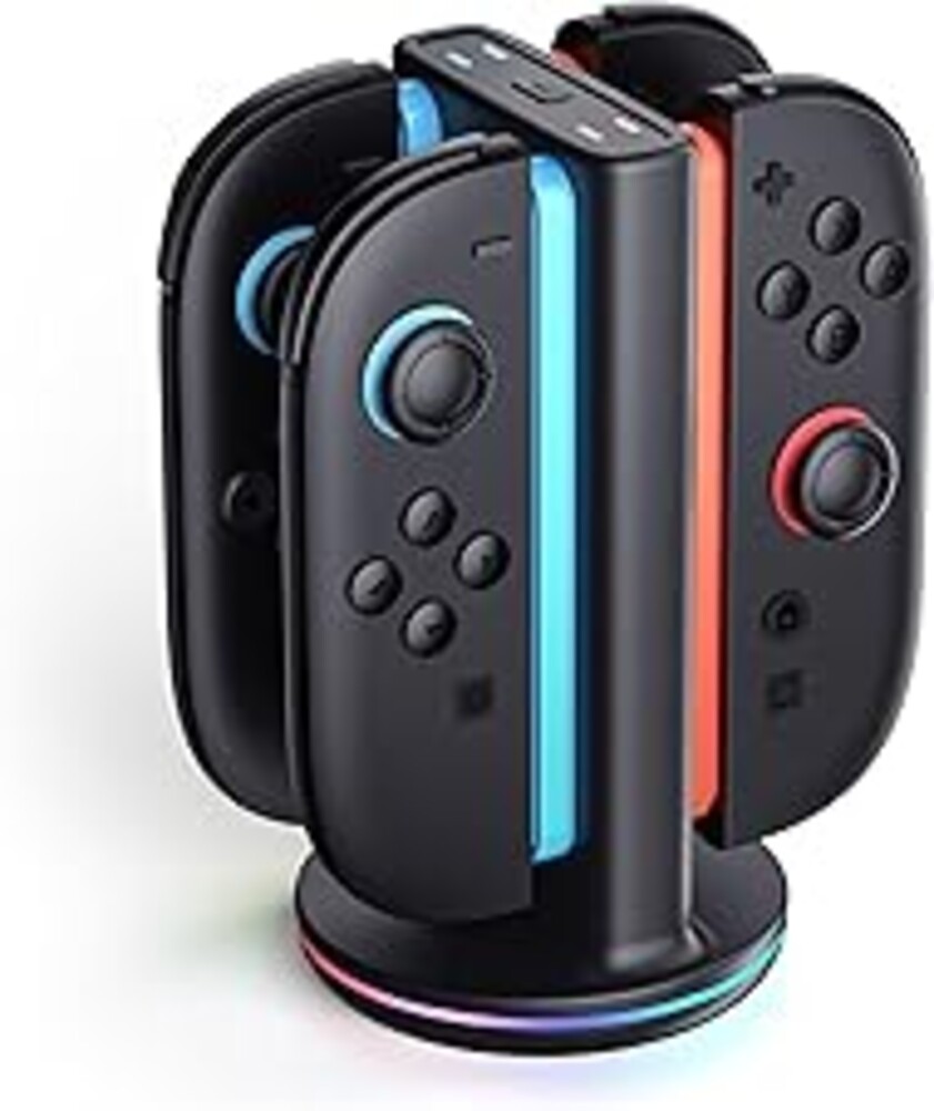 SUPCASE Charging Dock for Nintendo Switch 2 Joy Con, Black | Supports Dual-Side Charging, 9 Light Modes, Magnetic Controller, Fast Charger Stand Station