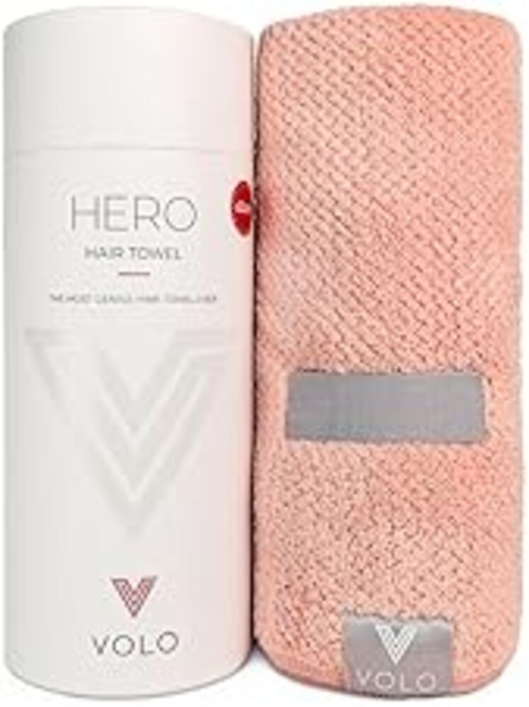 VOLO Hero Hair Towel – Ultra Soft Nanoweave™ Microfiber, Super Absorbent Quick Dry, Reduces Dry Time 50%, Anti-Frizz & Breakage, Secure Snug Strap, Large Wrap for All Hair Types - Cloud Pink