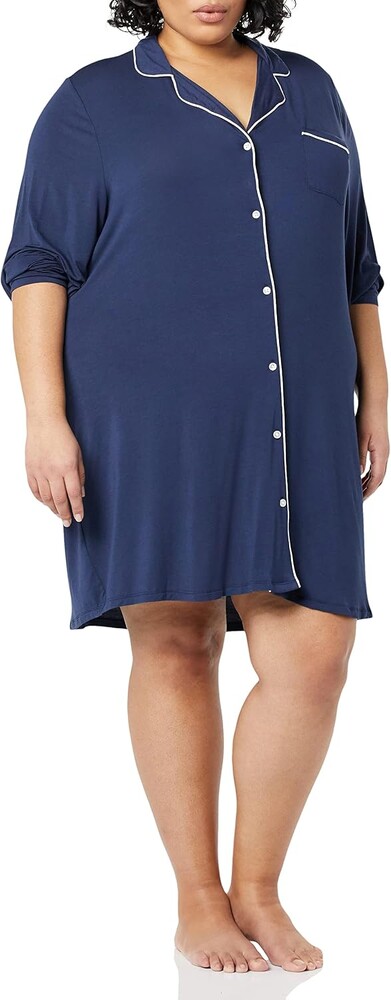 Amazon Essentials Women's Piped Nightshirt (Available in Plus Size)