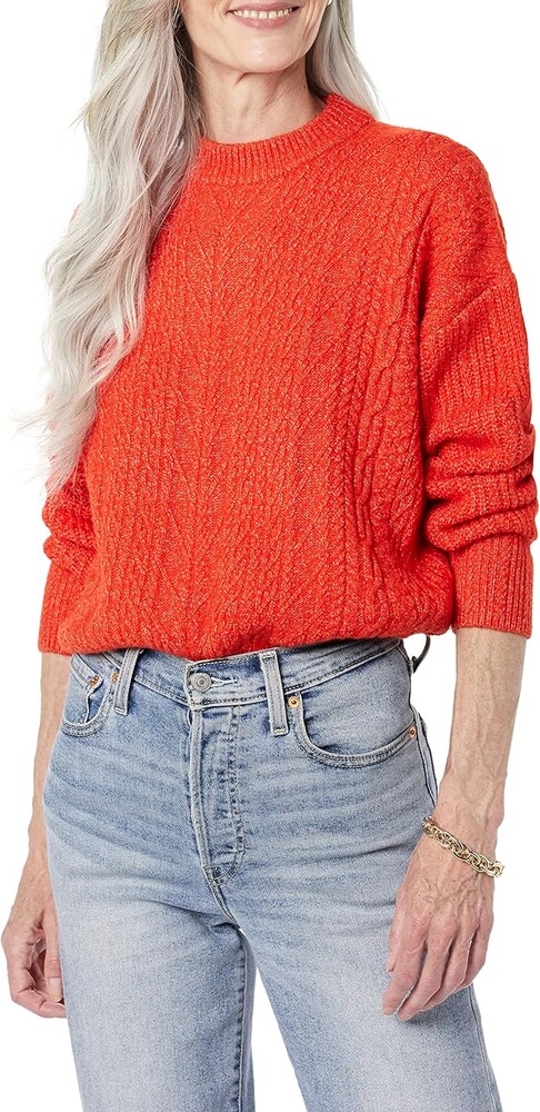 Amazon Essentials Women's Soft-Touch Modern Cable Crewneck Sweater (Available in Plus Size)