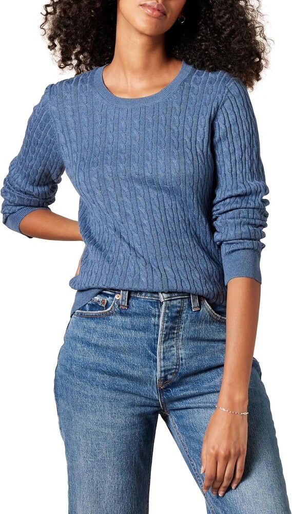 Amazon Essentials Women's Lightweight Cable Knit Long Sleeve Sweater