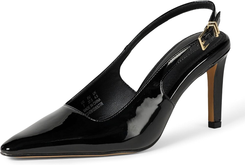 Amazon Essentials Women's Pointed Toe Slingback Heels with Ankle Strap