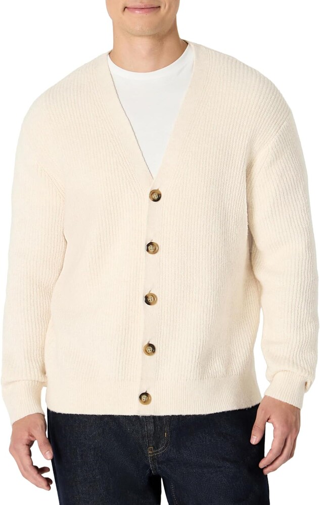 Amazon Essentials Men's Relaxed-Fit Cotton Blend Cardigan