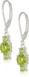 Amazon Essentials Sterling Silver Genuine and Created Gemstone Three Stone Birthstone Leverback Dangle Earrings