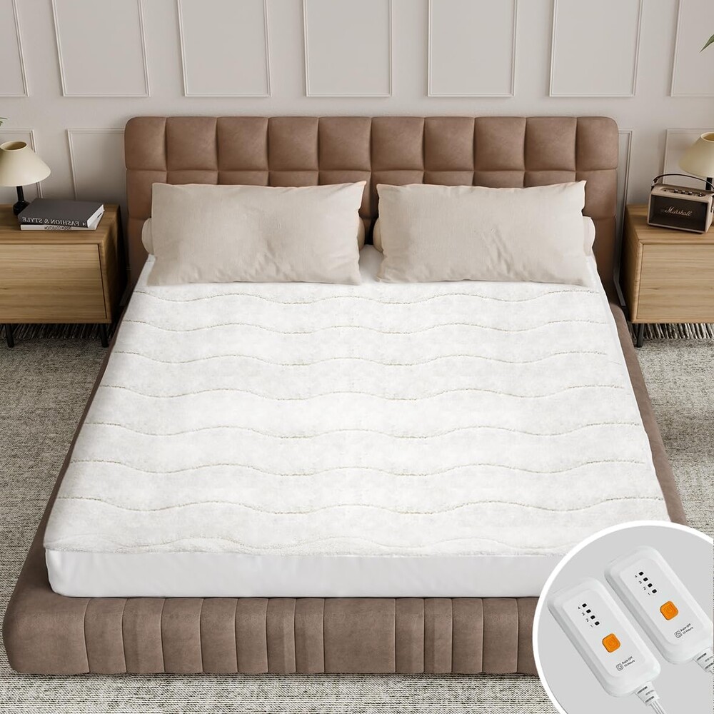 Templewet Heated Mattress Pad King Size - Dual Control Electric Mattress Pad with 4 Heat Settings & 10 Hour Auto Off,Bed Warmer Mattress Cover 15" Deep Pocket,ETL Certified,Machine Washable,78"x80"