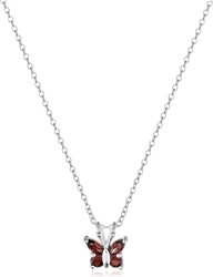 Amazon Essentials Sterling Silver Gemstone Butterfly Pendant Necklace, 18"