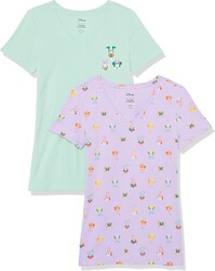 Amazon Essentials Disney | Marvel | Star Wars | Princess Women's Classic-Fit Short-Sleeve V-Neck T-Shirt, Multipacks
