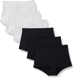 Amazon Essentials Women's Peached Microfiber High Waisted Boyshorts, Pack of 6
