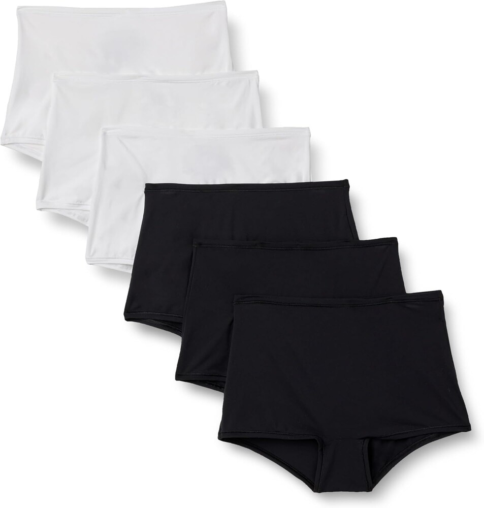Amazon Essentials Women's Peached Microfiber High Waisted Boyshorts, Pack of 6
