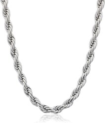Amazon Essentials Stainless Steel 6MM Rope Chain Necklace, 24"