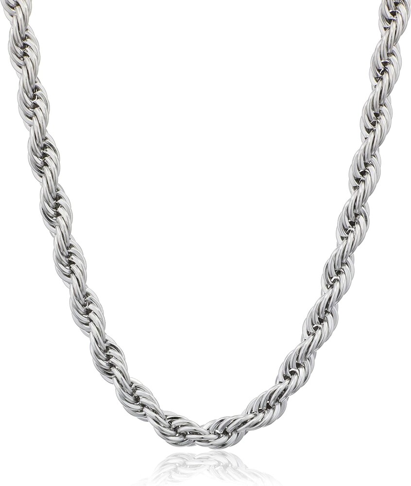 Amazon Essentials Stainless Steel 6MM Rope Chain Necklace, 24"