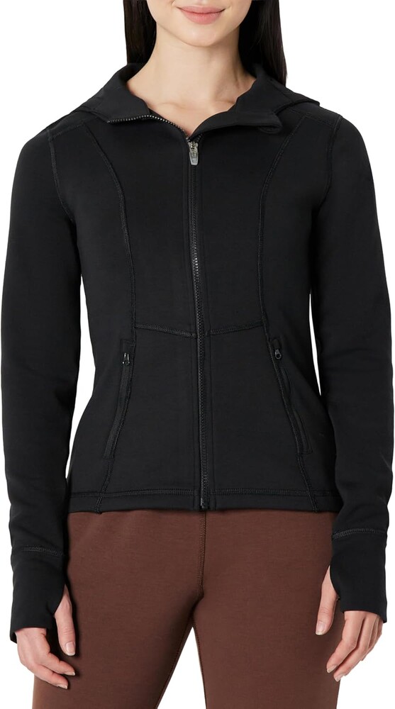 Amazon Essentials Women's Fitted Active Sweat Zip Jacket with Hood