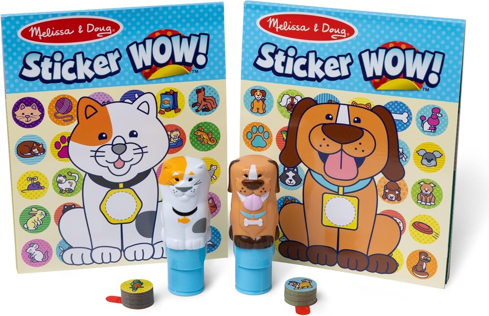 Melissa & Doug Sticker Wow!® Pets (Dog and Cat) Value Pack Arts and Crafts Collectibles - 2 Activity Pads, 2 Sticker Stampers, 2 Bonus Stacks - FSC Certified