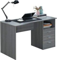 51" W Classic Computer Desk with Drawers, 3-Drawer Home Office Desk with Storage, Grey