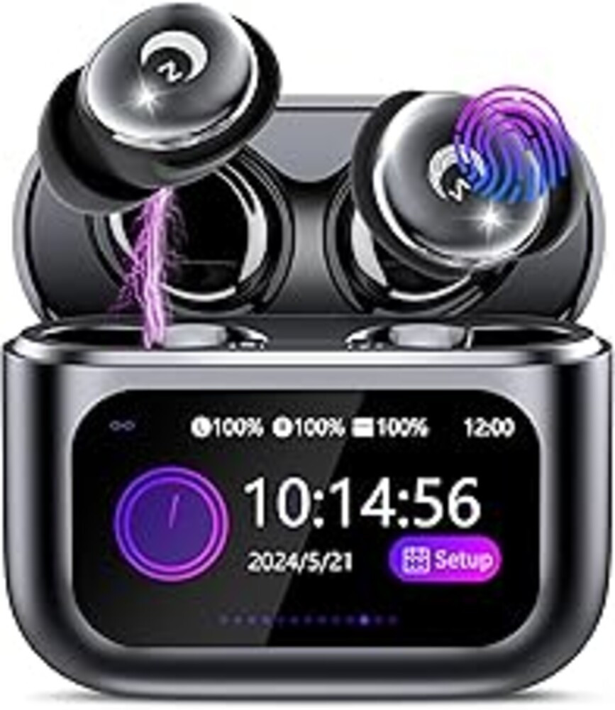 2026 Sleep Earbuds Bluetooth 5.4 in Ear Smart Touch Screen Ear Buds, 48H Playtime Mini Sleep Headphones Small Design for Side Sleepers, 5 EQ Modes, Crystal-Clear Calls, IPX7 Waterproof Earphones Black