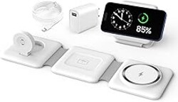 Charging Station for Apple Multiple Devices - 3 in 1 Foldable Magnetic Wireless Charger Dock - Travel Charging Pad for iPhone 17 16 15 14 13 12 Pro Max Plus Watch & Airpods