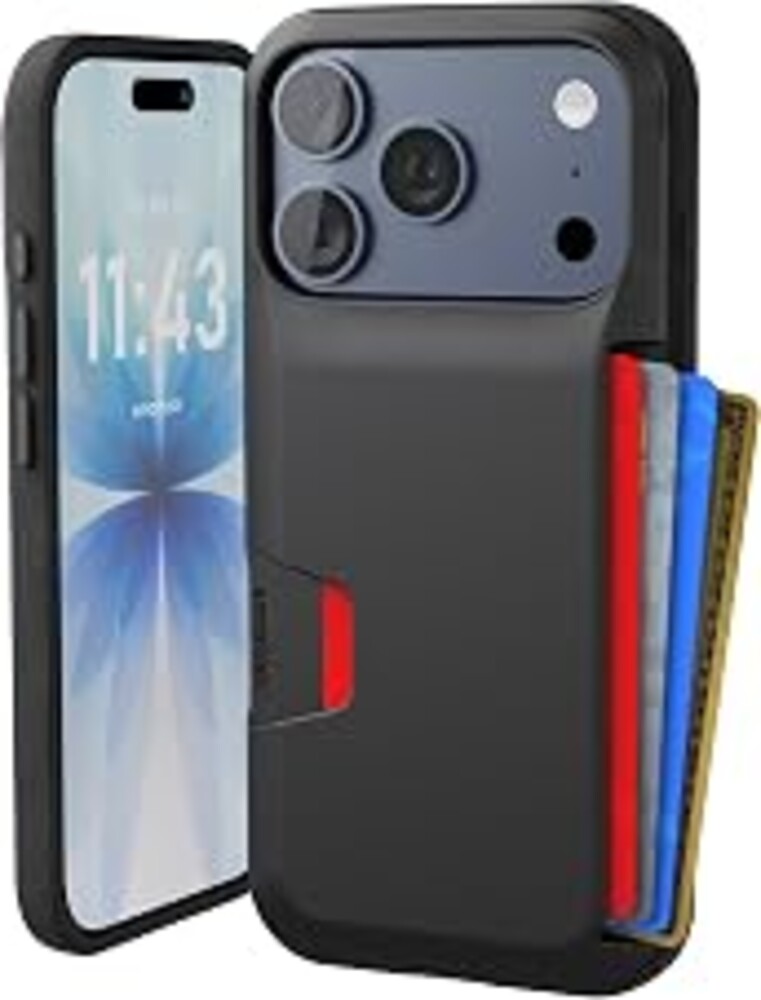 Smartish® iPhone 17 Pro Wallet Case - Wallet Slayer Vol. 1 [Slim + Protective] Credit Card Holder - Drop Tested Hidden Credit Card Slot Cover for Apple iPhone 17 Pro - Black Tie Affair