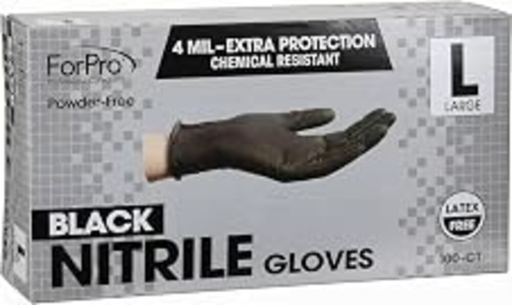 ForPro Disposable Nitrile Gloves, Chemical Resistant, Powder-Free, Latex-Free, Non-Sterile, Food Safe, 4 Mil