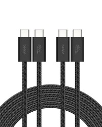 Belkin USB C to USB C Cable 2-Pack, 9.9ft, 60W - Type C Charger, iPhone Charger Cord, Soft, Braided, Flexible for iPhone 17, Galaxy S25, Pixel 10, Airpods, iPad Pro & More, Travel Essentials - Black