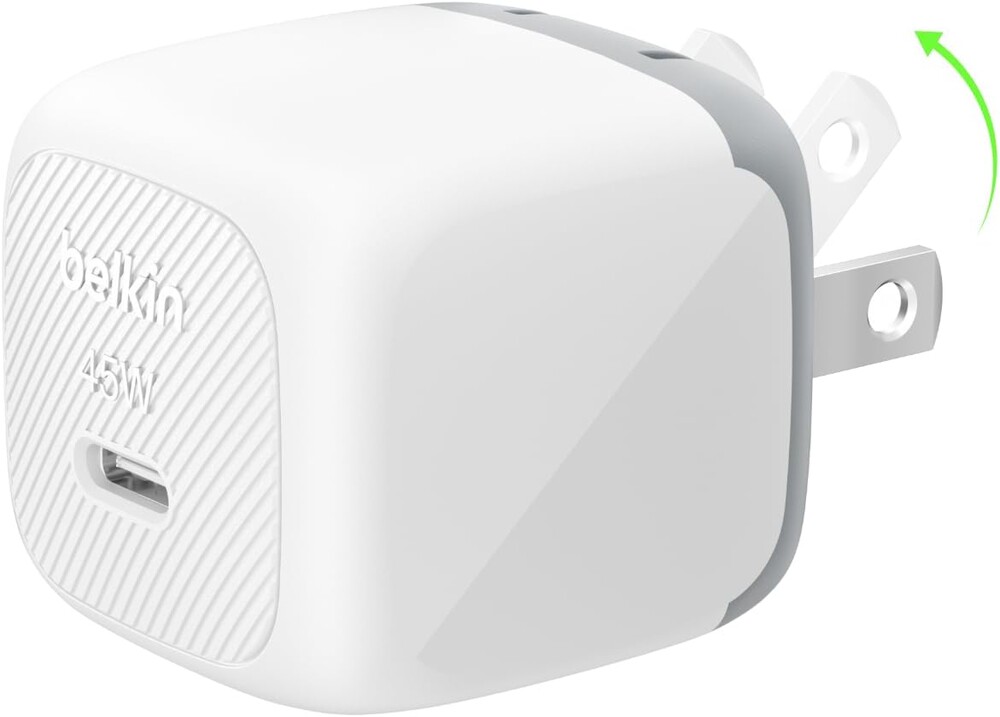 Belkin Compact Wall Charger 45W, USB-C PD iPhone Charger Fast Charging for Apple iPhone 17/16/15 Series, Samsung Galaxy S26/S25 Series, Pixel 10, MacBook, Chromebook, iPad, AirPods, & More - White