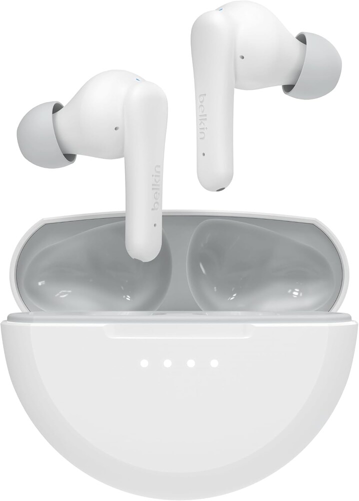 Belkin SoundForm Nano 2 Bluetooth Earbuds for Kids with Built-in Microphone, 28H Battery Life, Safe 85dB Volume, IPX5 Water Resistance - Kids Bluetooth Earbuds for iPhone, iPad, Galaxy, & More - White