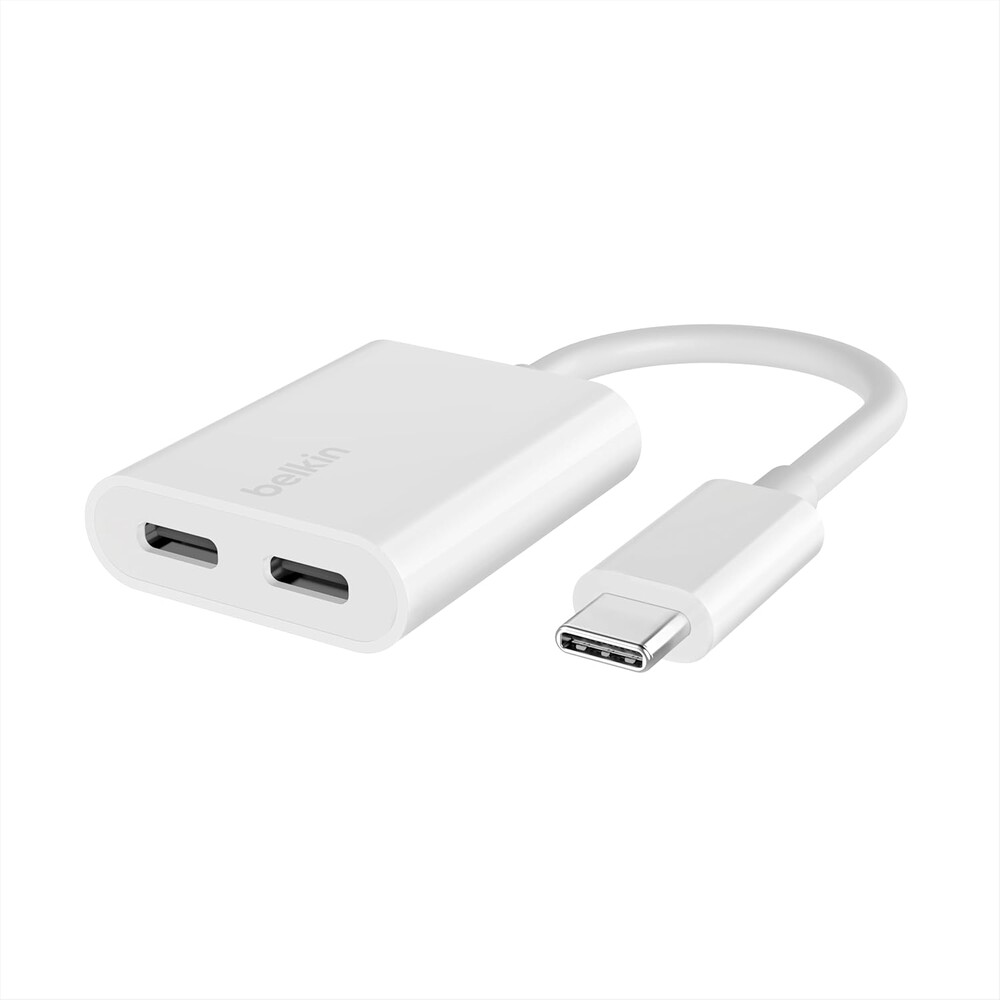 Belkin Rockstar USB-C Audio + Charge Adapter, Headphone Adapter w/USB-C 60W Power Delivery Fast Charging for iPhone, iPad Pro, Galaxy, Note, Google Pixel, LG G6, Sony Xperia, OnePlus, & More - White