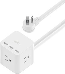 Belkin 6-Outlet Power Cube w/ 3 AC Outlets, 3 USB-A Ports, & 5ft Sturdy Extension Cord - Convenient Compact Cube for Home, Office, Travel, Desktop, & Phone Charger - 4.5 Amps