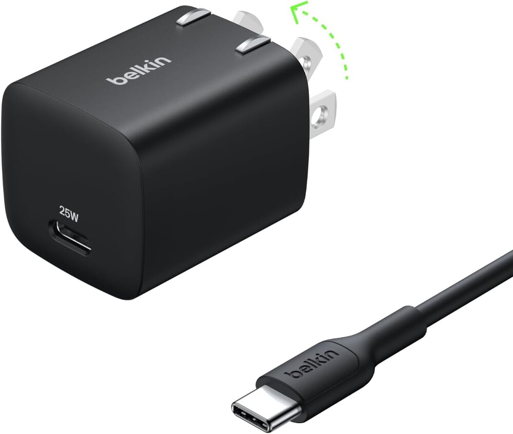 Belkin USB C Charger Block 25W - USB C Cable Included – PD3.0 PPS Fast Charging for Samsung Galaxy S26, Apple iPhone 17,Air, Pro, Pro Max, AirPods, Google Pixel 9, Nintendo Switch, etc - Black
