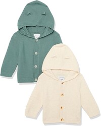 Amazon Essentials Unisex Babies' Long Sleeve Hooded Sweater, Pack of 2