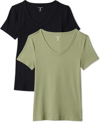 Amazon Essentials Women's Slim-Fit Short-Sleeve V-Neck T-Shirt
