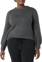 Amazon Essentials Women's Relaxed-Fit Soft Touch Long Sleeve Pleated Shoulder Crewneck Sweater