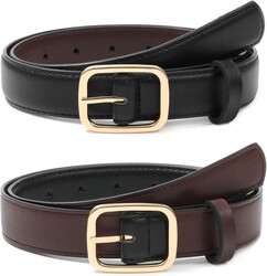 Kajeer Reversible Belts for Women, Two-in-One PU Leather Womens Belts for Jeans with Golden Buckle