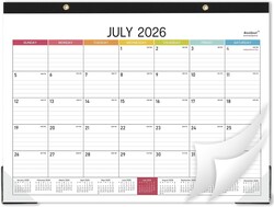 2026-2027 Desk Calendar - Desk Calendar 2026-2027, 14.8" x 11.4", Jul. 2026 - Dec. 2027, 18 Months Calendar, Large Ruled Blocks, Tear Off, Corner Protectors, Desk/Wall Calendar for Planning and Organizing
