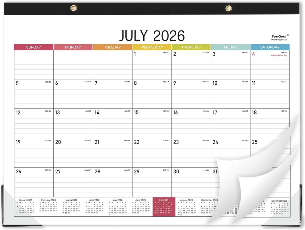 2026-2027 Desk Calendar - Desk Calendar 2026-2027, 14.8" x 11.4", Jul. 2026 - Dec. 2027, 18 Months Calendar, Large Ruled Blocks, Tear Off, Corner Protectors, Desk/Wall Calendar for Planning and Organizing