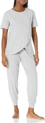 Amazon Essentials Women's Soft Cotton Modal Maternity and Nursing Pajamas, Short Sleeve Loungewear Sleepwear Set with Pants