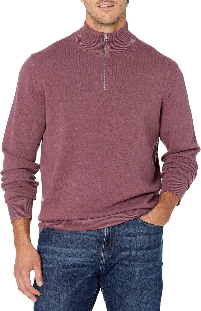 Amazon Essentials Men's 100% Cotton Quarter-Zip Sweater