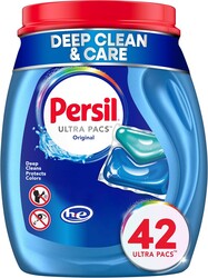 Persil Ultra Pacs Original Everyday Clean Laundry Detergent, 42 Count, No Mess, Single-Dose Laundry Soap, Deep Clean Fabric Care for Colors & Whites, All Water Temperatures, HE Safe